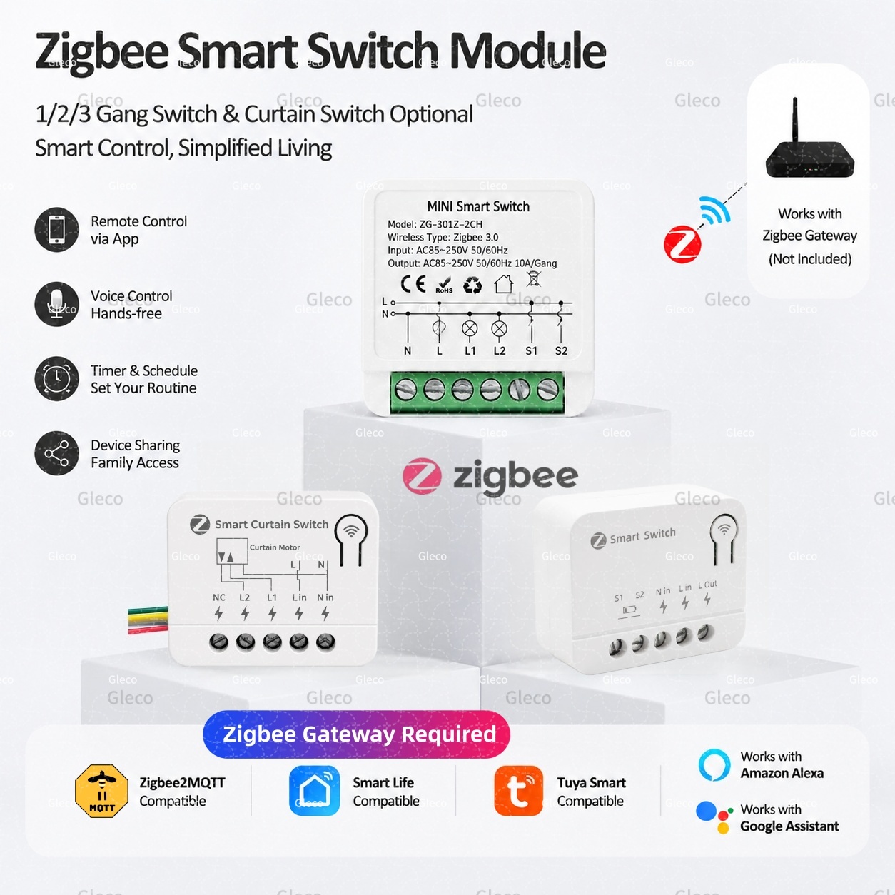 Tuya 4 Channel - Zigbee Switch Module Extreme Mini 10A/16A